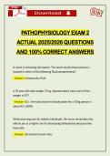 PATHOPHYSIOLOGY EXAM 2 ACTUAL 2026 QUESTIONS AND 100&percnt; CORRECT ANSWERS