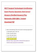 NCCT Surgical Technologist Certification  Exam Practice Questions And Correct  Answers &lpar;Verified Answers&rpar; Plus  Rationales 2026 Q&A &vert; Instant  Download Pdf