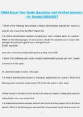 Certified Medical Administrative Assistant &lpar;CMAA&rpar; Exam Test Study Guide 2026&sol;2027&colon; Practice Questions with Verified Answers &lpar;A&plus; Graded&rpar;