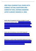HRB FINAL EXAM&lpar;ACTUAL EXAM&rpar; WITH CORRECT ACTUAL QUESTIONS AND CORRECTLY WELL DEFINED ANSWERS LATEST ALREADY GRADED A&plus; 2026