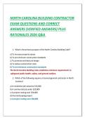NORTH CAROLINA BUILDING CONTRACTOR EXAM QUESTIONS AND CORRECT ANSWERS &lpar;VERIFIED ANSWERS&rpar; PLUS RATIONALES 2026 Q&A 