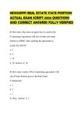 MISSISSIPPI REAL ESTATE STATE PORTION ACTUAL EXAM SCRIPT 2026 QUESTIONS AND CORRECT ANSWERS FULLY VERIFIED