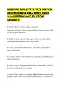 MISSISSIPPI REAL ESTATE STATE PORTION COMPREHENSIVE EXAM STUDY GUIDE 2026 QUESTIONS AND SOLUTIONS GRADED A&plus;