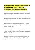 MISSISSIPPI REAL ESTATE STATE PORTION EXAM REVIEW 2026 COMPLETE QUESTIONS AND VERIFIED ANSWERS