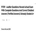 FITSP - Auditor Questions Newest Actual Exam With Complete Questions And Correct Detailed Answers &lpar;Verified Answers&rpar; &vert;Already Graded A&plus;