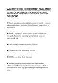 WALMART FOOD CERTIFICATION FINAL PAPER 2026 COMPLETE QUESTIONS AND CORRECT SOLUTIONS