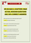 NR 302 QUIZ 3&colon; CHAPTERS 19&20 ACTUAL 2026 QUESTIONS AND 100&percnt; CORRECT ANSWERS