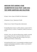 MISSOURI STATE NURSING HOME ADMINISTRATOR EXAM STUDY GUIDE 2026 TEST PAPER QUESTIONS AND SOLUTIONS