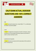 CALP EXAM ACTUAL 2026 QUESTIONS AND 100&percnt; CORRECT ANSWERS