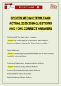 SPORTS MED MIDTERM EXAM ACTUAL 2026 QUESTIONS AND 100&percnt; CORRECT ANSWERS