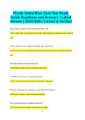 Rhode Island Blue Card Test Study Guide Questions and Answers &vert; Latest Version &vert; 2025&sol;2026 &vert; Correct & Verified