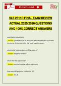 SLS 2311C FINAL EXAM REVIEW ACTUAL 2026 QUESTIONS AND 100&percnt; CORRECT ANSWERS
