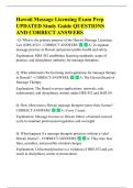 Hawaii Massage Licensing Exam Prep  UPDATED Study Guide QUESTIONS  AND CORRECT ANSWERS 