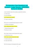 Perioperative Care Questions and Answers &vert; Latest Version &vert; 2025&sol;2026 &vert;  Correct & Verified