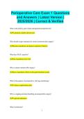 Perioperative Care Exam 1 Questions and Answers &vert; Latest Version &vert; 2025&sol;2026 &vert; Correct & Verified