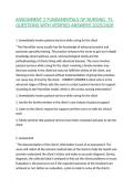 ASSIGNMENT 2 FUNDAMENTALS OF NURSING  75 QUESTIONS WITH VERIFIED ANSWERS 2025&sol;2026&comma;100&percnt;CORRECT