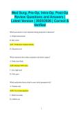 Med Surg&comma; Pre-Op&comma; Intra-Op&comma; Post-Op Review Questions and Answers &vert; Latest Version &vert; 2025&sol;2026 &vert; Correct &  Verified