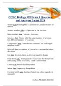 CCBC Biology 109 Exam 1 Questions  and Answers Latest 2026
