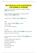 BLS CPR Exam ACTUAL QUESTIONS  AND CORRECT ANSWERS 