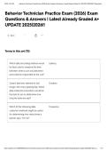 Behavior Technician Practice Exam &lpar;2026&rpar; Exam Questions & Answers &vert; Latest Already Graded A&plus; UPDATE 2025&vert;2026&excl;&excl;
