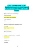 Karch Pharmacology Ch&period; 9 &ndash; Antibiotics Questions and Answers &vert; Latest Version &vert; 2025&sol;2026 &vert; Correct &  Verified