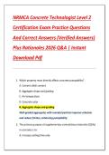 NRMCA Concrete Technologist Level 2  Certification Exam Practice Questions  And Correct Answers &lpar;Verified Answers&rpar;  Plus Rationales 2026 Q&A &vert; Instant  Download Pdf 