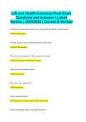 Life and Health Insurance Final Exam Questions and Answers &vert; Latest Version &vert; 2025&sol;2026 &vert; Correct & Verified