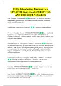 CLEp Introductory Business Law   UPDATED Study Guide QUESTIONS  AND CORRECT ANSWERS 