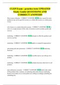 CLEP Exam - practice tests UPDATED  Study Guide QUESTIONS AND  CORRECT ANSWERS 