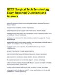 NCCT Surgical Tech Terminology Exam Reported Questions and Answers 
