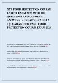 NYC FOOD PROTECTION COURSE  LATEST EXAM 2026 WITH 100  QUESTIONS AND CORRECT  ANSWERS &vert; ALREADY GRADED A  &plus; &vert; GUARANTEED PASS &vert; FOOD  PROTECTION COURSE EXAM 2026  