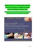 Test Bank For Growth and Development Across the Lifespan A Health Promotion Focus 3rd Edition by Gloria Leifer&semi; Eve Fleck &vert; 9780323809405&vert; Chapter 1-16 &vert; All Chapters with Answers and Rationals