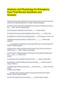 Anatomy and Physiology for Emergency Care Final Review Questions and Answers 