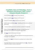 Hospitality Sales and Marketing - Exam 3  Questions and Answers &lpar;100&percnt; Correct  Answers&rpar; Already Graded A&plus; 