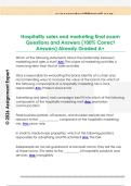 Hospitality sales and marketing final exam  Questions and Answers &lpar;100&percnt; Correct  Answers&rpar; Already Graded A&plus; 