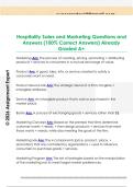 Hospitality Sales and Marketing Questions and  Answers &lpar;100&percnt; Correct Answers&rpar; Already  Graded A&plus;