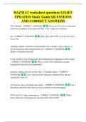 HAZMAT worksheet questions GOJET  UPDATED Study Guide QUESTIONS  AND CORRECT ANSWERS 