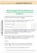 Illinois Driving Permit Test Questions and  Answers &lpar;100&percnt; Correct Answers&rpar; Already  Graded A&plus;