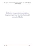 Test Bank for&colon; Management Information Systems&colon;  Managing the Digital Firm&comma; 16th Edition By Kenneth C&period;  Laudon&comma; Jane P&period; Laudon&period;