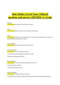Edexcel A Level Statistics Maths Year 1 &vert; Verified Practice Questions & Correct Detailed Answers &vert; 2025&sol;2026 A&plus; Grade