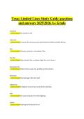 Texas Limited Lines Adjuster License Study Guide &vert; Verified Practice Questions & Correct Detailed Answers &vert; 2025&sol;2026 A&plus; Grade
