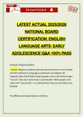 LATEST ACTUAL 2026 NATIONAL BOARD CERTIFICATION&colon; ENGLISH LANGUAGE ARTS&colon; EARLY ADOLESCENCE Q&A 100&percnt; PASS