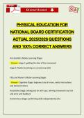 PHYSICAL EDUCATION FOR NATIONAL BOARD CERTIFICATION ACTUAL 2026 QUESTIONS AND 100&percnt; CORRECT ANSWERS