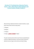 Nursing 101 Fundamentals of Nursing Practice  Exam 1&comma; Part 1 Most Recent 2026 Questions and  Correct Answers Already Graded A&plus; 