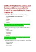 Certified Distilling Production Specialist Exam  Questions And Correct Answers &lpar;Verified  Answers&rpar; Plus Rationales 2026 Q&A &vert; Instant  Download Pdf 