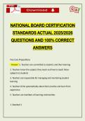 NATIONAL BOARD CERTIFICATION STANDARDS ACTUAL 2026 QUESTIONS AND 100&percnt; CORRECT ANSWERS