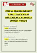 NATIONAL BOARDS COMPONENT 1- EMC LITERACY ACTUAL 2026 QUESTIONS AND 100&percnt; CORRECT ANSWERS