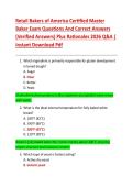 Retail Bakers of America Certified Master  Baker Exam Questions And Correct Answers  &lpar;Verified Answers&rpar; Plus Rationales 2026 Q&A &vert;  Instant Download Pdf 