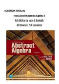 SOLUTION MANUAL First Course in Abstract Algebra A 8th Edition by John B&period; Fraleigh All Chapters Full Complete