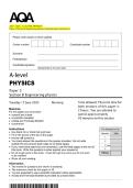 2025   AQA   A &ndash;LEVEL PHYSICS Paper 3 Section B Engineering physics Question paper and answers
